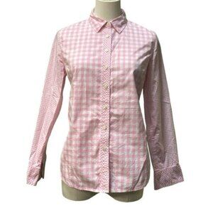 Talbots Long Sleeve Collared 100% Cotton Pink Checkered Woven Shirt Size S/P
